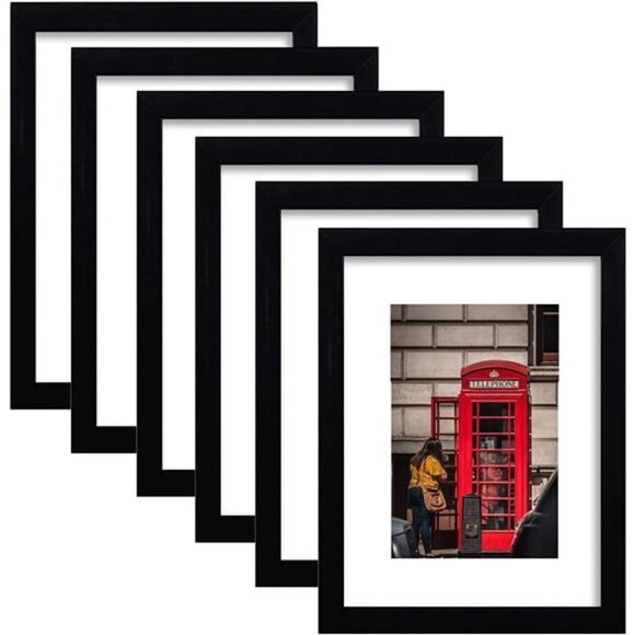 8x10 Picture Frame Set of 6, Display Pictures 5x7 with Mat or 8x10 Without Mat